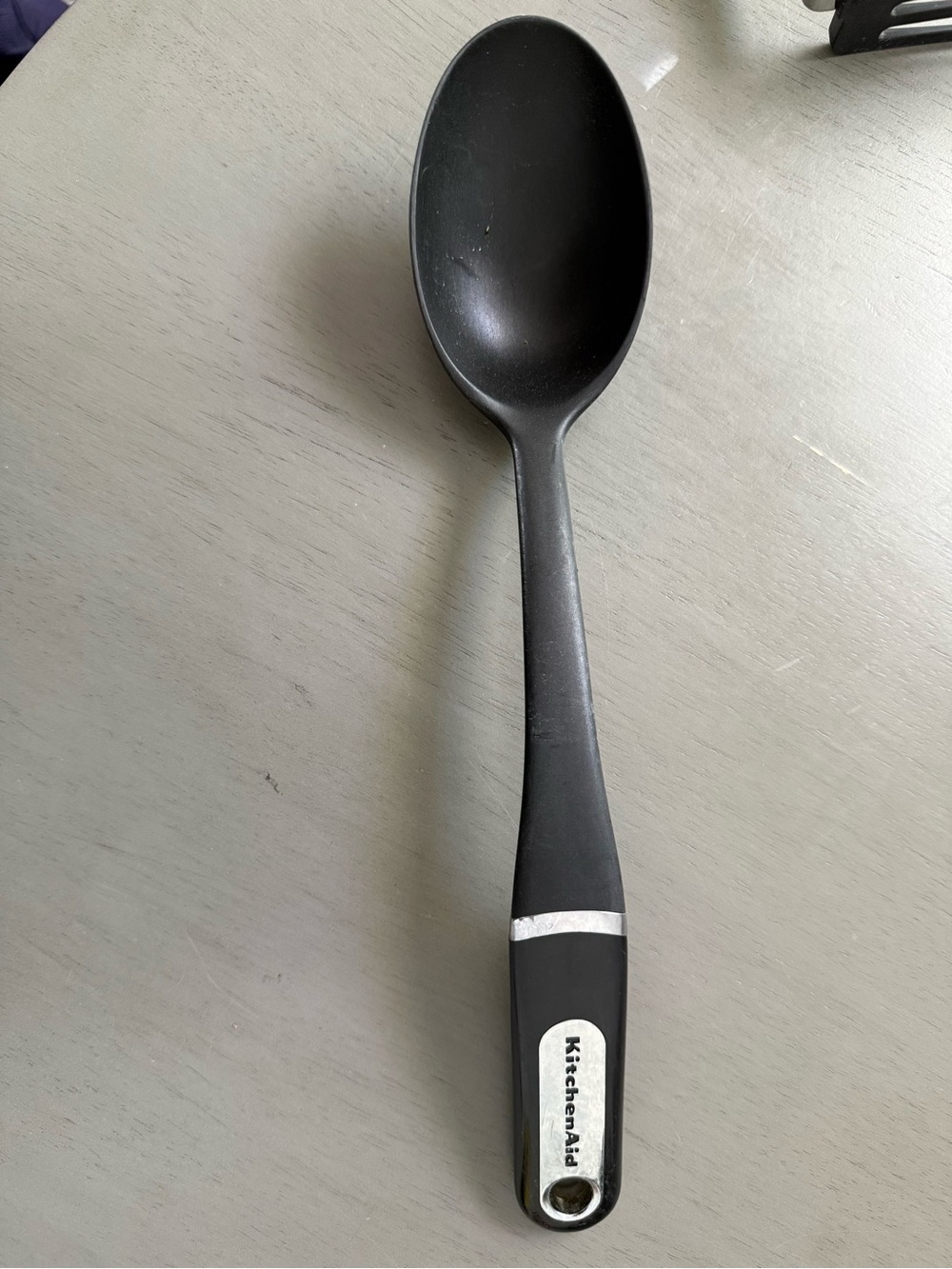 KitchenAid Black Nylon Cooking Spoon with Silver Accent